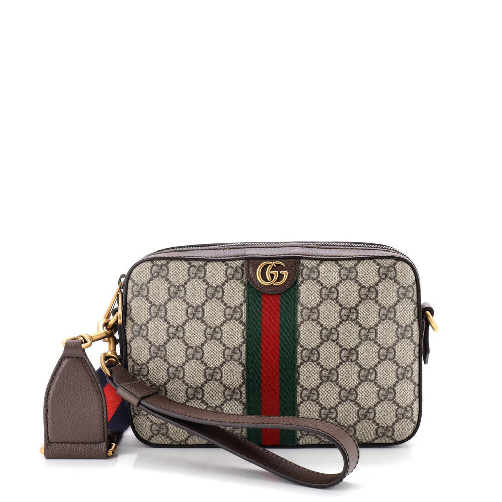 Gucci Small Ophidia Zip Wristlet Shoulder Bag GG Coated Canvas